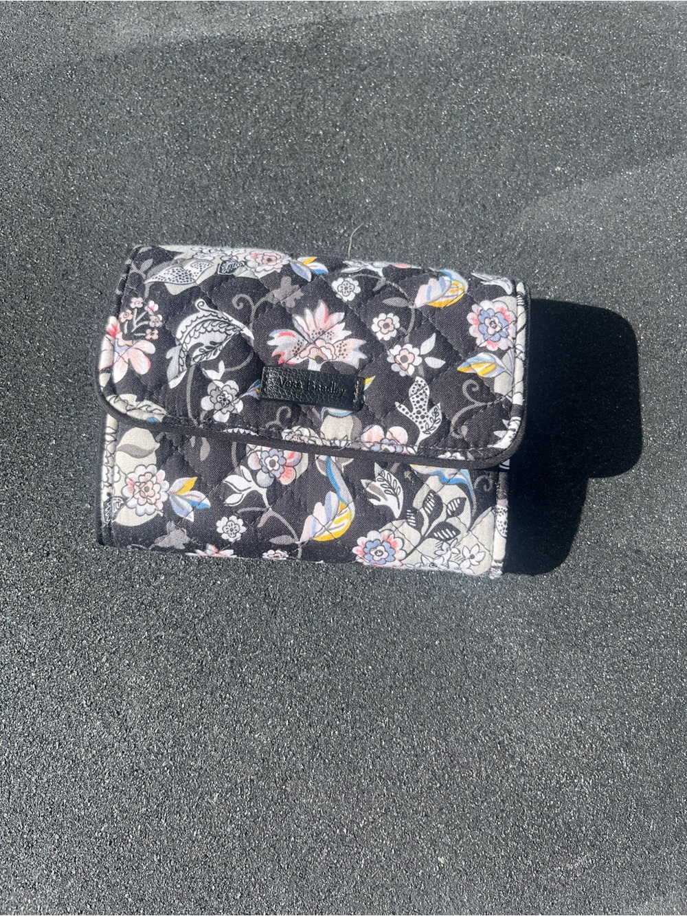 Vera Bradley Black Quilted Floral Interior Wallet